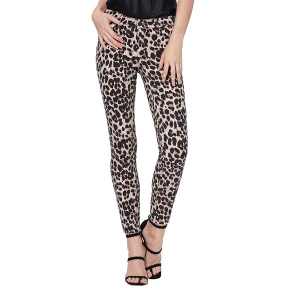 Paige Hoxton High Waist Raw Hem Ankle Skinny Jeans Sz 24 Pink Leopard Animal - Picture 1 of 3